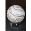 Image 3 : Big Polished SPIRIT STONE Mineral Sphere with an Orthoceras Fossil Stand