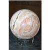 Image 8 : Big Polished SPIRIT STONE Mineral Sphere with an Orthoceras Fossil Stand