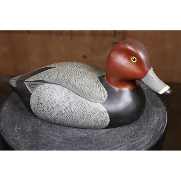 Hand-carved REDHEAD DRAKE Duck Decoy Signed by A.Poverud 79' from The Wooden Bird Factory