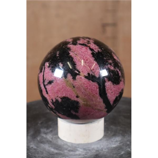 Polished PINK RHODONITE Mineral Sphere Specimen