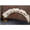 Image 3 : Matching Set of (2) WARTHOG Tusks Featuring Elephants and Rhinos with Brass Stands