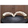 Image 4 : Matching Set of (2) WARTHOG Tusks Featuring Elephants and Rhinos with Brass Stands