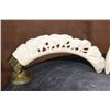 Image 5 : Matching Set of (2) WARTHOG Tusks Featuring Elephants and Rhinos with Brass Stands