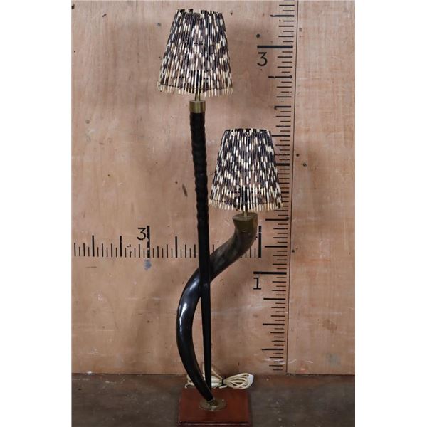 Polished NYALA and GEMSBOK Horn LAMP with African Porcupine Quill Shades