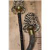 Image 7 : Polished NYALA and GEMSBOK Horn LAMP with African Porcupine Quill Shades