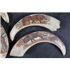 Image 5 : (6) Scrimshawed WARTHOG Tusks Featuring African Animals