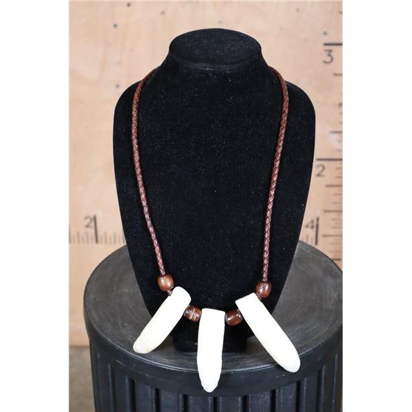 Leather Necklace with 3 Huge ALLIGATOR Teeth from a 13' Long Gator