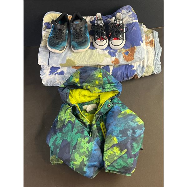 Columbia Kids Winter Coat Size 3T, 2 Pairs Kids Shoes, Pillow Case and Duvet Cover