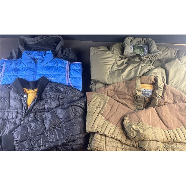 5 Jackets: 4 Eddie Bauer (Goose Down, Sport Shop, XL, L) + Urban Heritage M