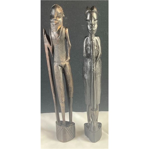 Hand-Carved Wood Figures, Male and Female