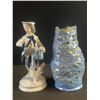 Image 1 : Lefton Taiwan Porcelain Boy Figurine and Alison Jaken Blue Glazed Ceramic Vase