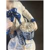 Image 4 : Lefton Taiwan Porcelain Boy Figurine and Alison Jaken Blue Glazed Ceramic Vase