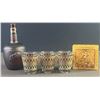 Image 1 : Sauza Tres Generaciones Bottle, 3 Patterned Glasses, Hand-Painted Persian Art Coaster Set