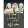 Image 1 : Floral Ceramic Kitchenware Set and Porcelain Creamer, Sugar Spoons