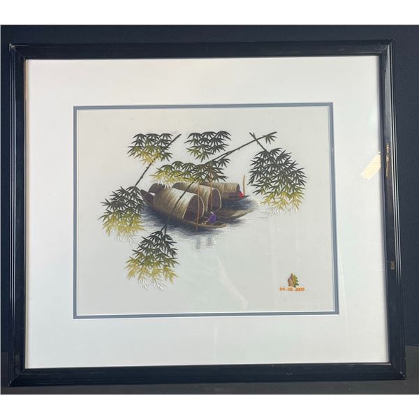 Framed Vietnamese Silk Embroidery Signed Tri-XQ 2000