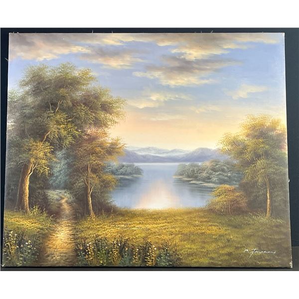 Landscape Oil Painting Signed by Artist C Jackson , Canvas, 20" x 24"
