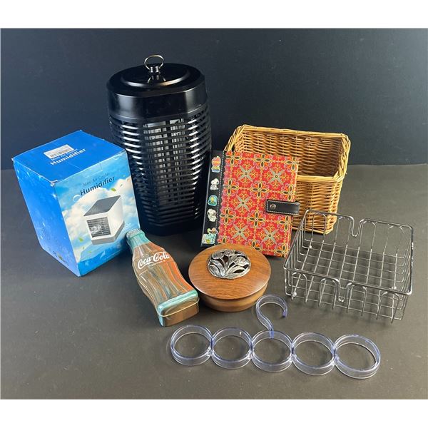 PIS Bug Zapper, Lyle Zutz Box, Humidifier, Organizers, Coca-Cola Tin