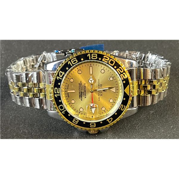Replica Rolex Submariner Stainless Steel and Gold Tone Wristwatch 