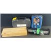 Image 1 : Lot: Tool Kit, Wooden Box With Tools, Tie Down Straps, LED Light Bar