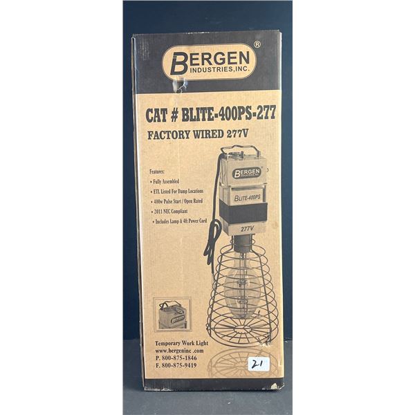 Bergen CAT# BLITE-400PS-277 Factory Wired 277V Temporary Work Light