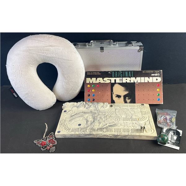 Poker Set, Mastermind, Cribbage Board, Travel Pillow