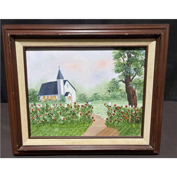 Framed Painting of Country Church 