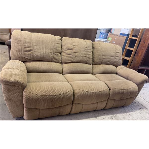 Three-Seat Reclining Sofa With Padded Armrests And Manual Recliner