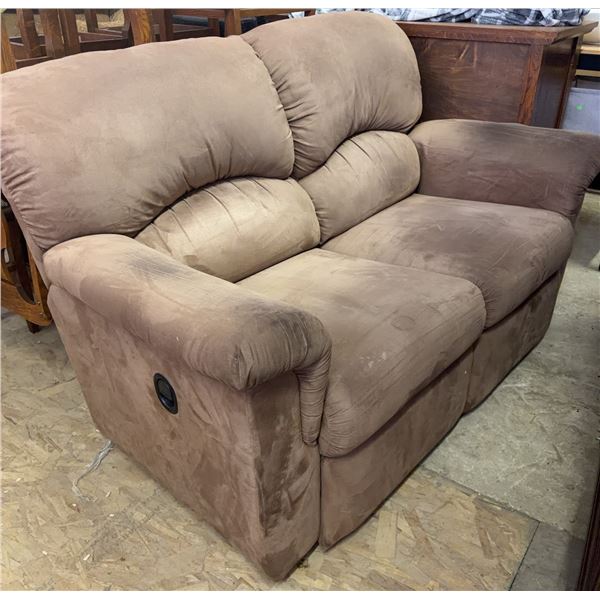 Brown Microfiber Two-Seat Reclining Loveseat