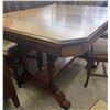 Image 3 : Oak Dining Table With 6 Upholstered Chairs Including 2 Armchairs