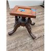 Image 15 : Oval Wood Table with Inlay, Carved Pedestal Legs