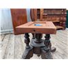 Image 18 : Oval Wood Table with Inlay, Carved Pedestal Legs