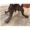Image 3 : Oval Wood Table with Inlay, Carved Pedestal Legs