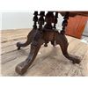 Image 4 : Oval Wood Table with Inlay, Carved Pedestal Legs