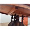 Image 5 : Oval Wood Table with Inlay, Carved Pedestal Legs