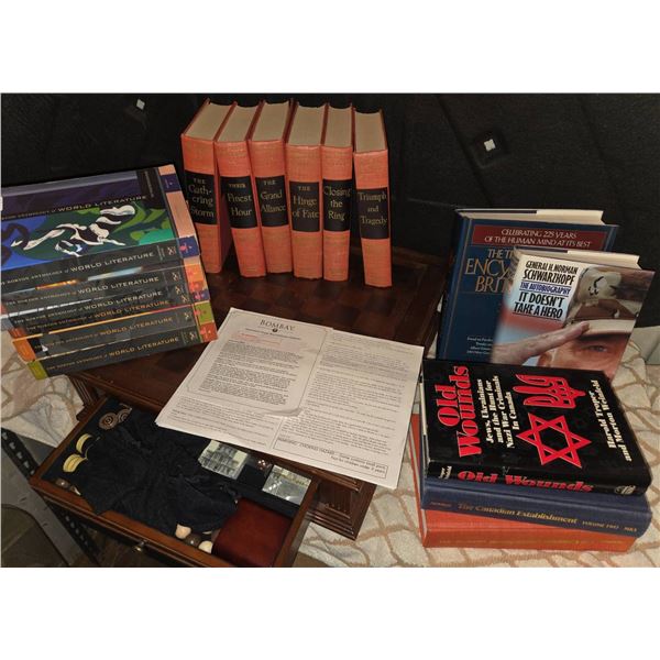 Books - Churchill WWII Set, Norton Anthology, Chess/Backgammon Set