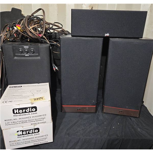 PSB Home Stereo Speakers, Yamaha SW-P30 Subwoofer, Herdio Ceiling Speakers