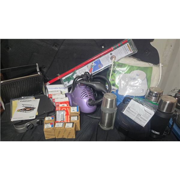 Household Appliance and Hardware Lot: Cuisinart Grill, Panasonic Iron, Shark Steam Cleaner