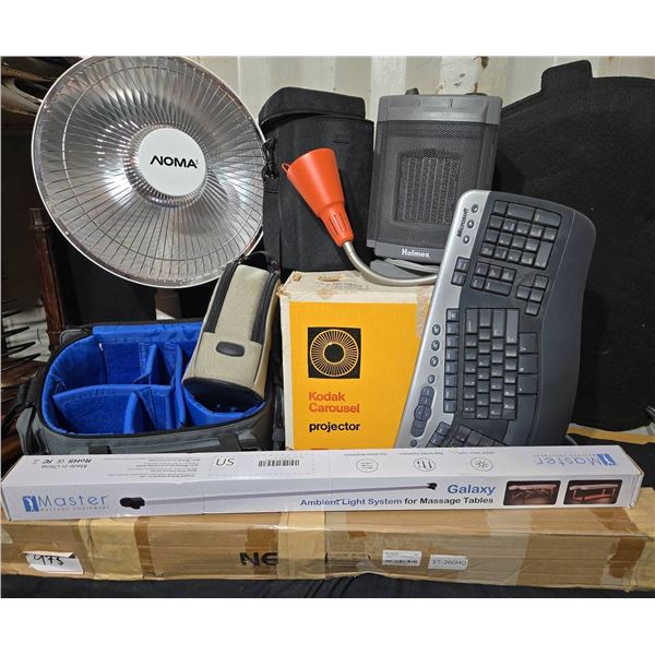 Lot: Kodak Projector, Noma Fan, Heater, Light Stand & More