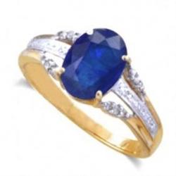 2.06 ct. Blue Sapphire Diamond Ring 14KY