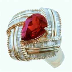 3.50 Ct Ruby Diamond Ring 14Ky