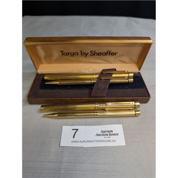 Sheaffer GoldPlated Pen and Pencil Set with 14KT Gold Fountain Pen Tip