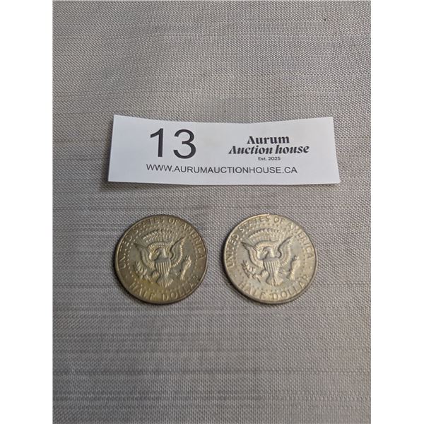2 US Silver 50 Cent Coins