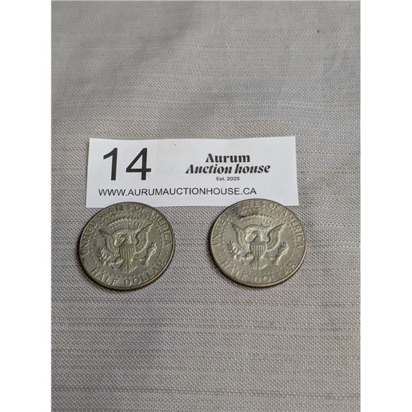 2 US Silver 50 Cent Coins