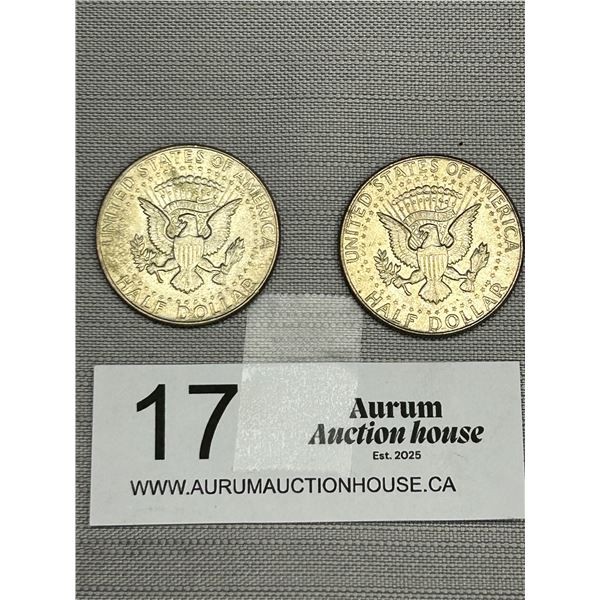 2 US Silver 50 Cent Coins