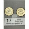 Image 1 : 2 US Silver 50 Cent Coins