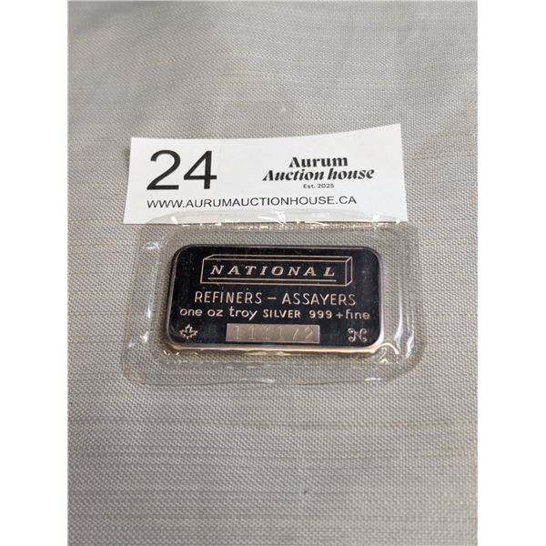 National One Troy Ounce Silver Bar