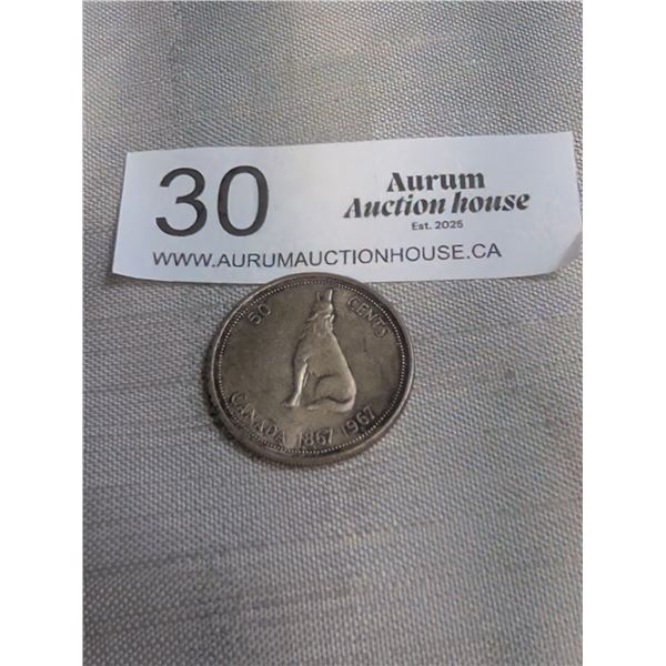 1967 Canadian Silver 50 Cent Coin