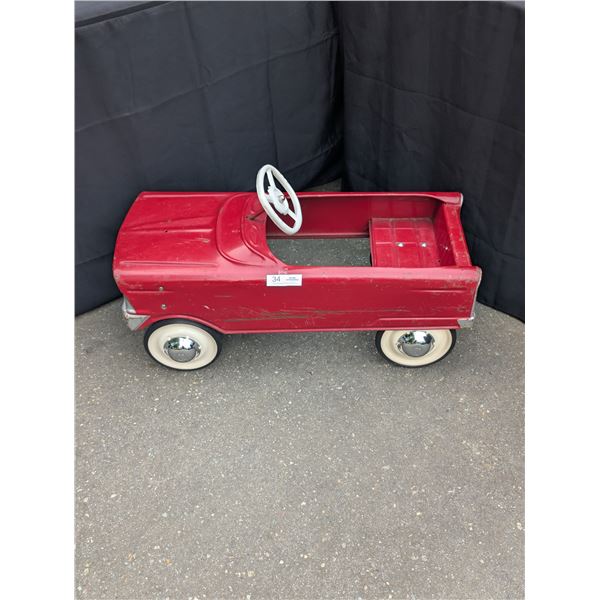 1950-60's Red Convertible Metal Pedal Car in Good Working Order