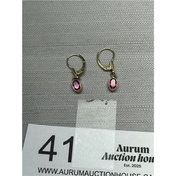 Antique Ruby Earrings Marked Germany K+L