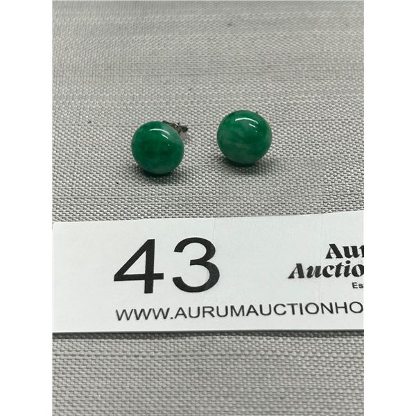Marked 18K GP Genuine Jadeite Jade Earrings Very Nice!